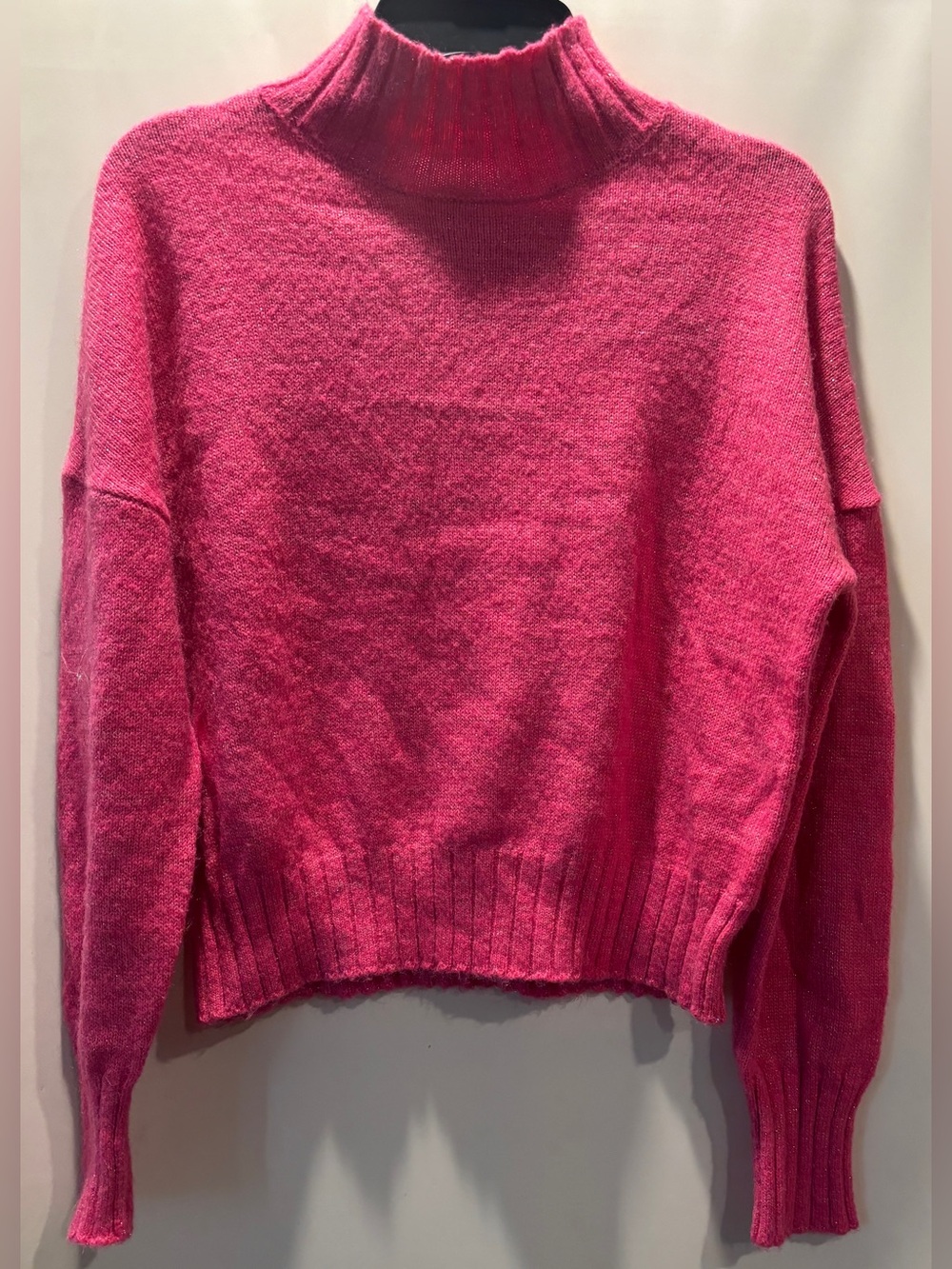 NSR Hot Pink Metallic Sparkly Crewneck Sweater Size Medium